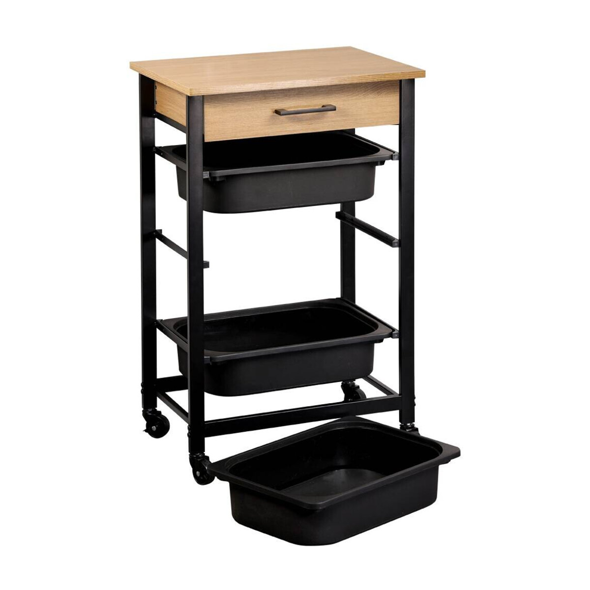Kesper Küchenwagen im Industrial Design mit 3 Kunststoffbehältern, Farben: Braun, Schwarz oder Schwarz/Weiß, B/T/H: 81,5 x 47 x 37 cm - Bild 2