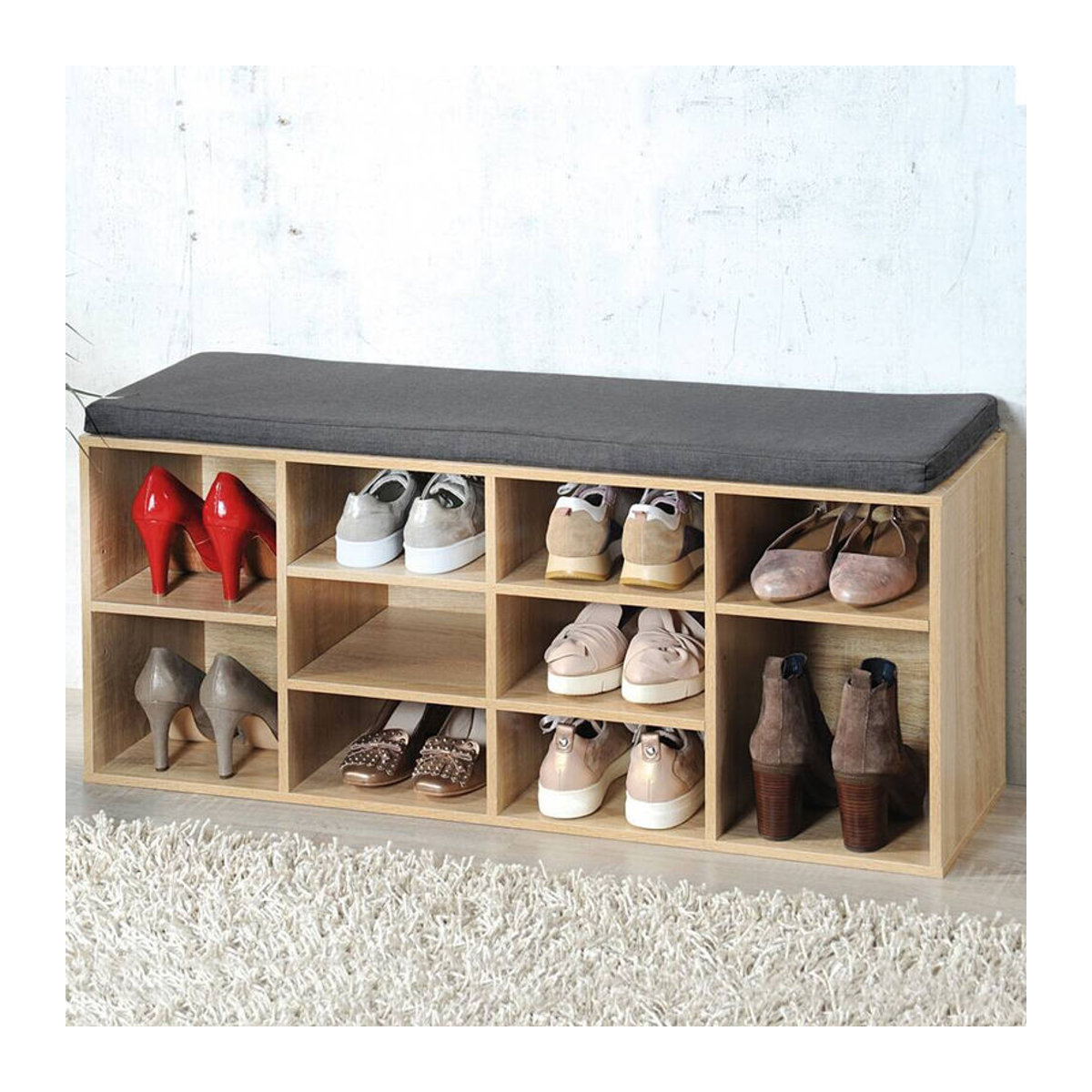 Kesper Schuhregal Eiche Natur im skandinavischen Design B/H/T: 103,5 x 48 x 29,5 cm - Bild 2