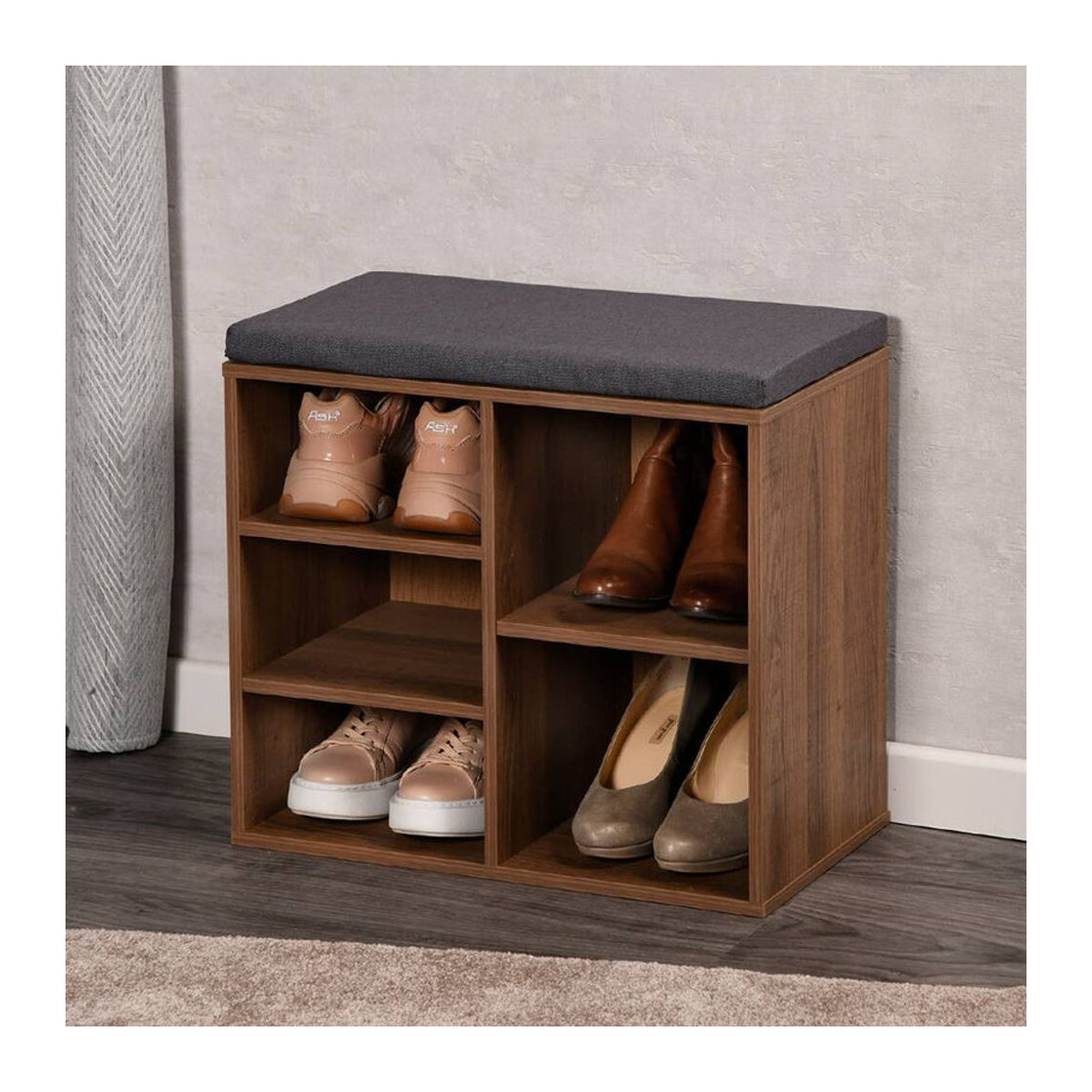 Kesper Schuhregal Modern aus Spanplatte in Nussbaum, B/H/L: 29,5 x 48 x 51,5 cm - Bild 2