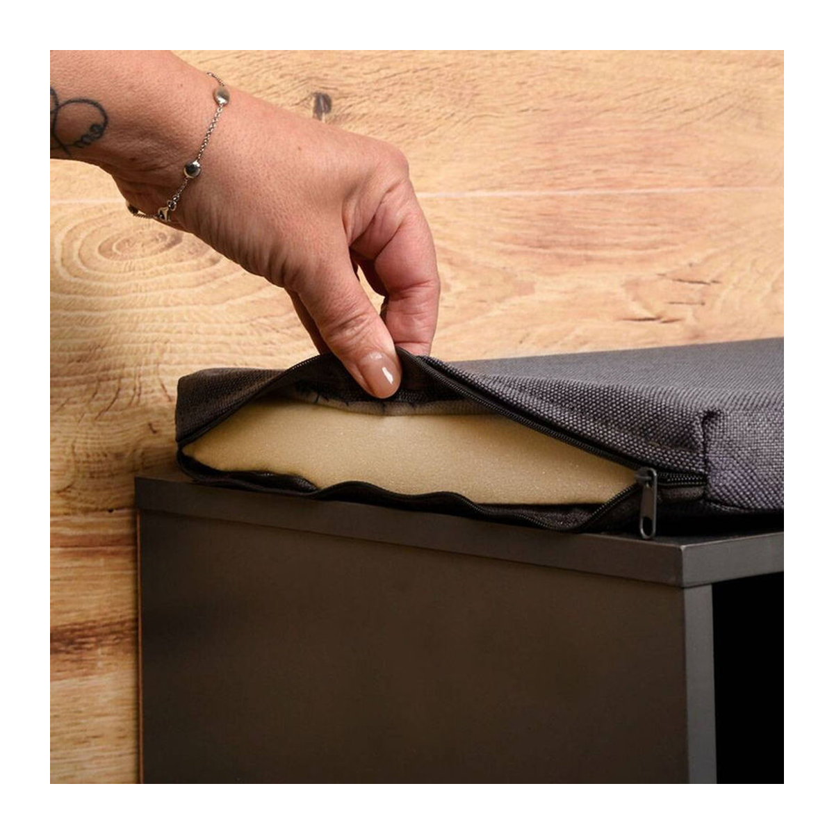 Kesper Schuhschrank mit Sitzkissen in Grau aus Holzwerkstoff und Stoff B/H/L: 29,5 x 48 x 51,5 cm - Bild 1