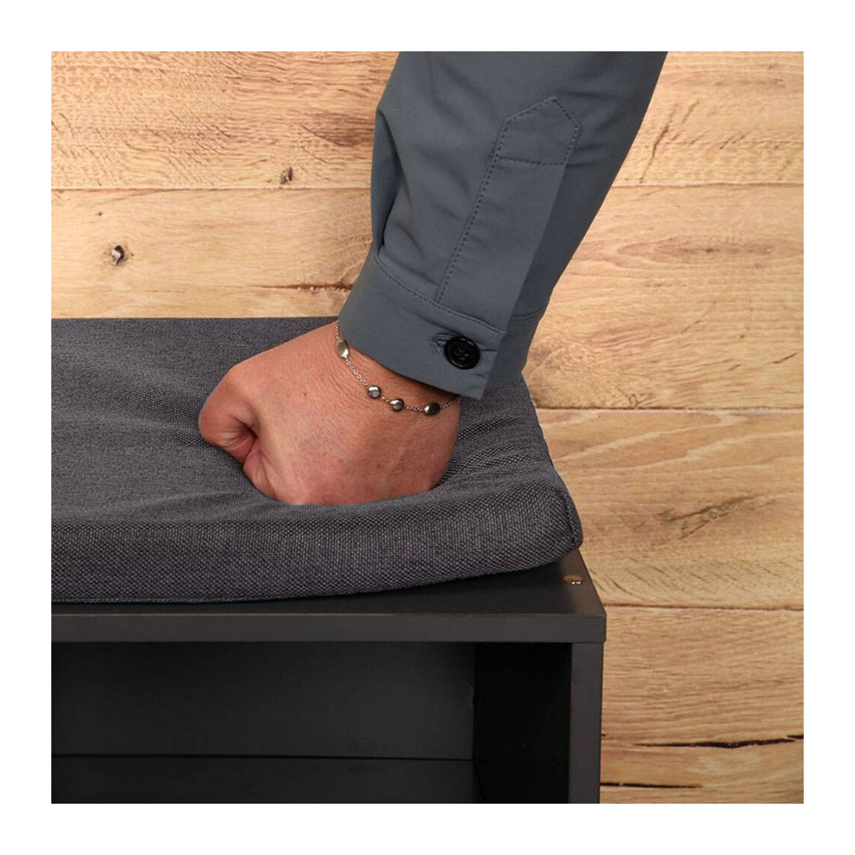 Kesper Schuhschrank mit Sitzkissen in Grau aus Holzwerkstoff und Stoff B/H/L: 29,5 x 48 x 51,5 cm - Bild 3