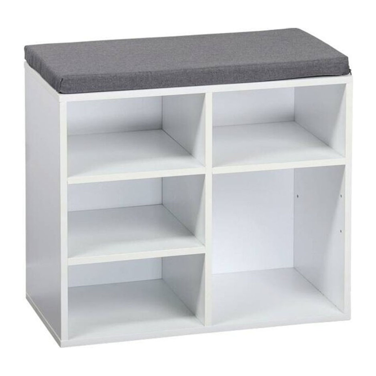 Kesper Schuhschrank mit Sitzkissen in Weiß und Grau, modern und minimalistisch, B/H/T: 29,5 x 48 x 51,5 cm - Bild 1