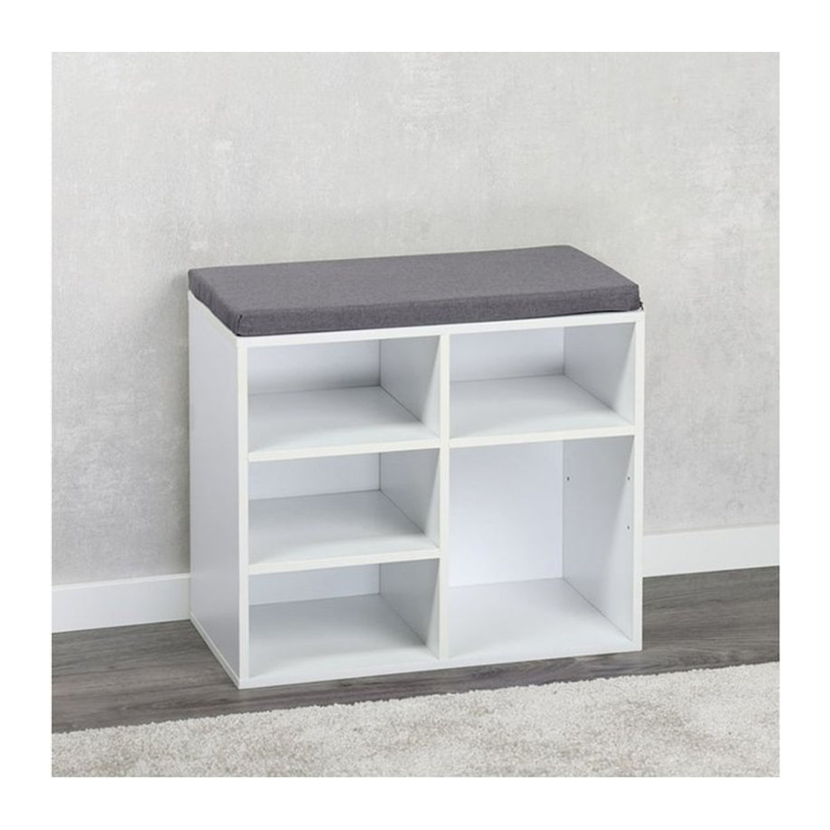 Kesper Schuhschrank mit Sitzkissen in Weiß und Grau, modern und minimalistisch, B/H/T: 29,5 x 48 x 51,5 cm - Bild 5