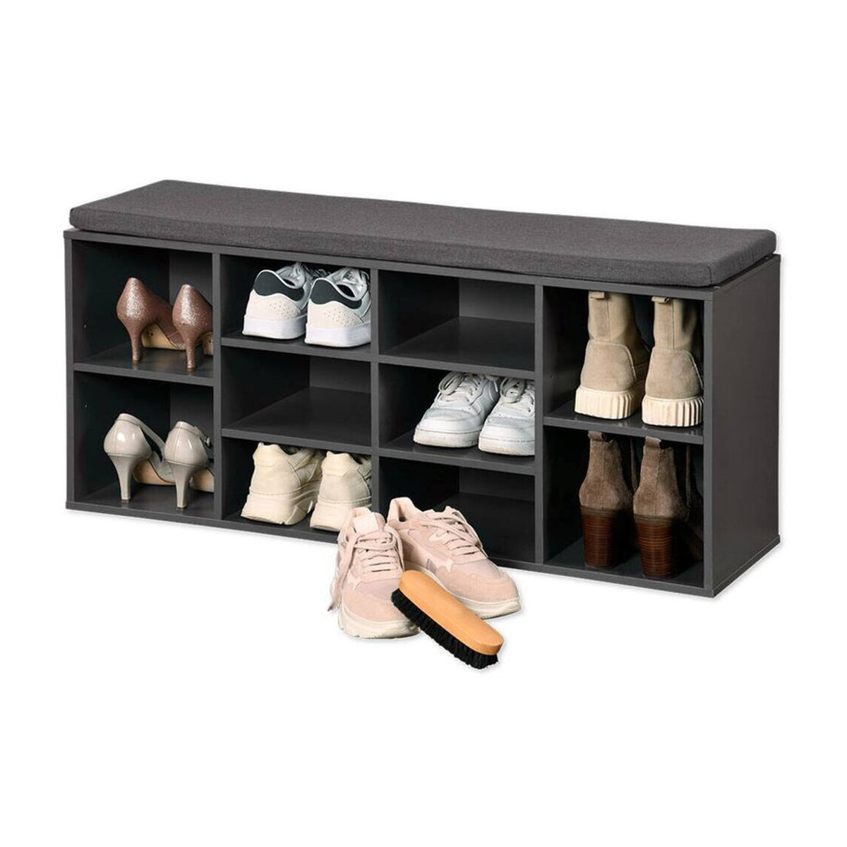 Kesper Schuhschrank mit Sitzkissen Modern in Grau aus Holzwerkstoff B/H/T: 103,5 x 48 x 29,5 cm - Bild 1