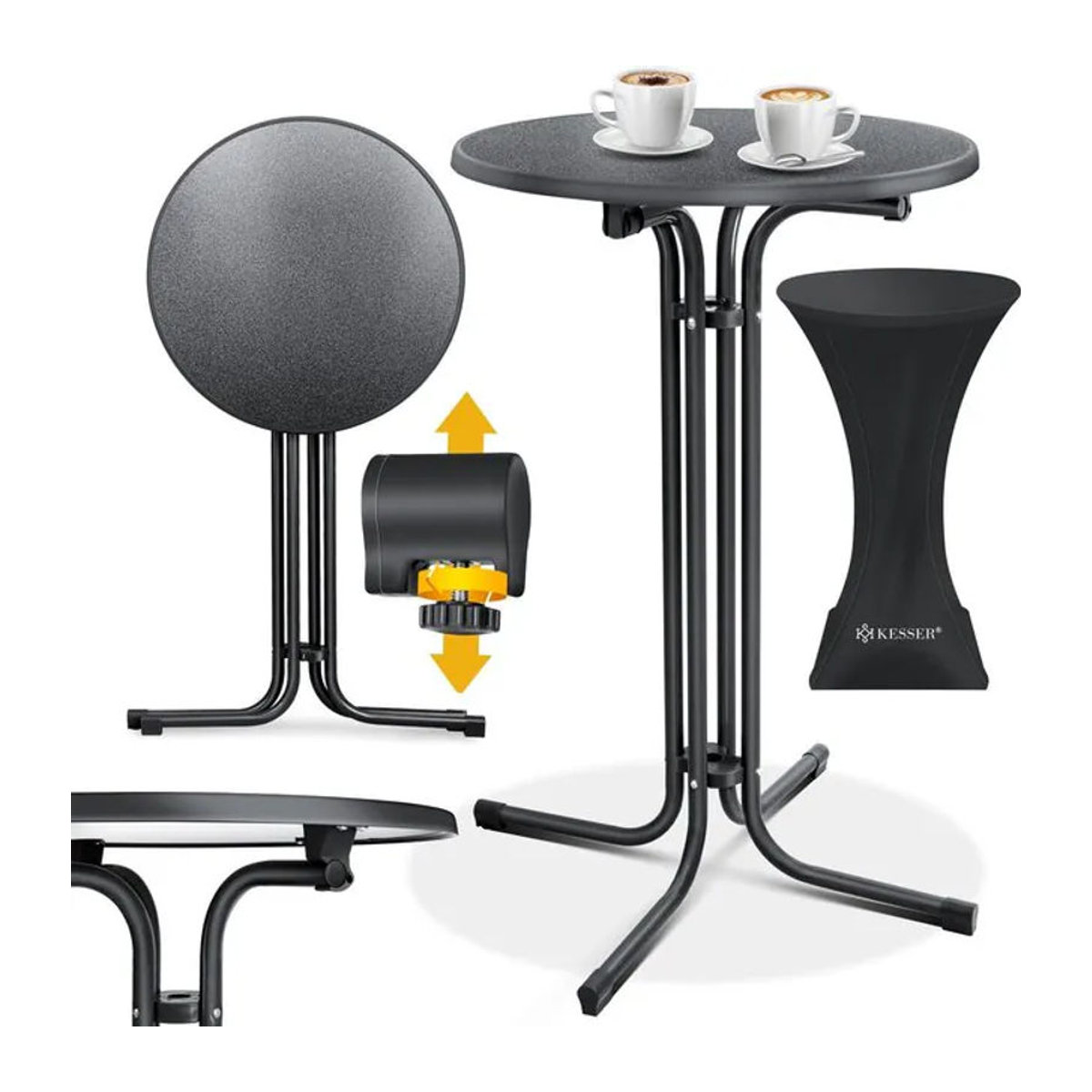 KESSER Gastro Stehtisch klappbar rund Schwarz Gartentisch B/T/H: 67,83 x 67,83 x 67,83 cm - Bild 1