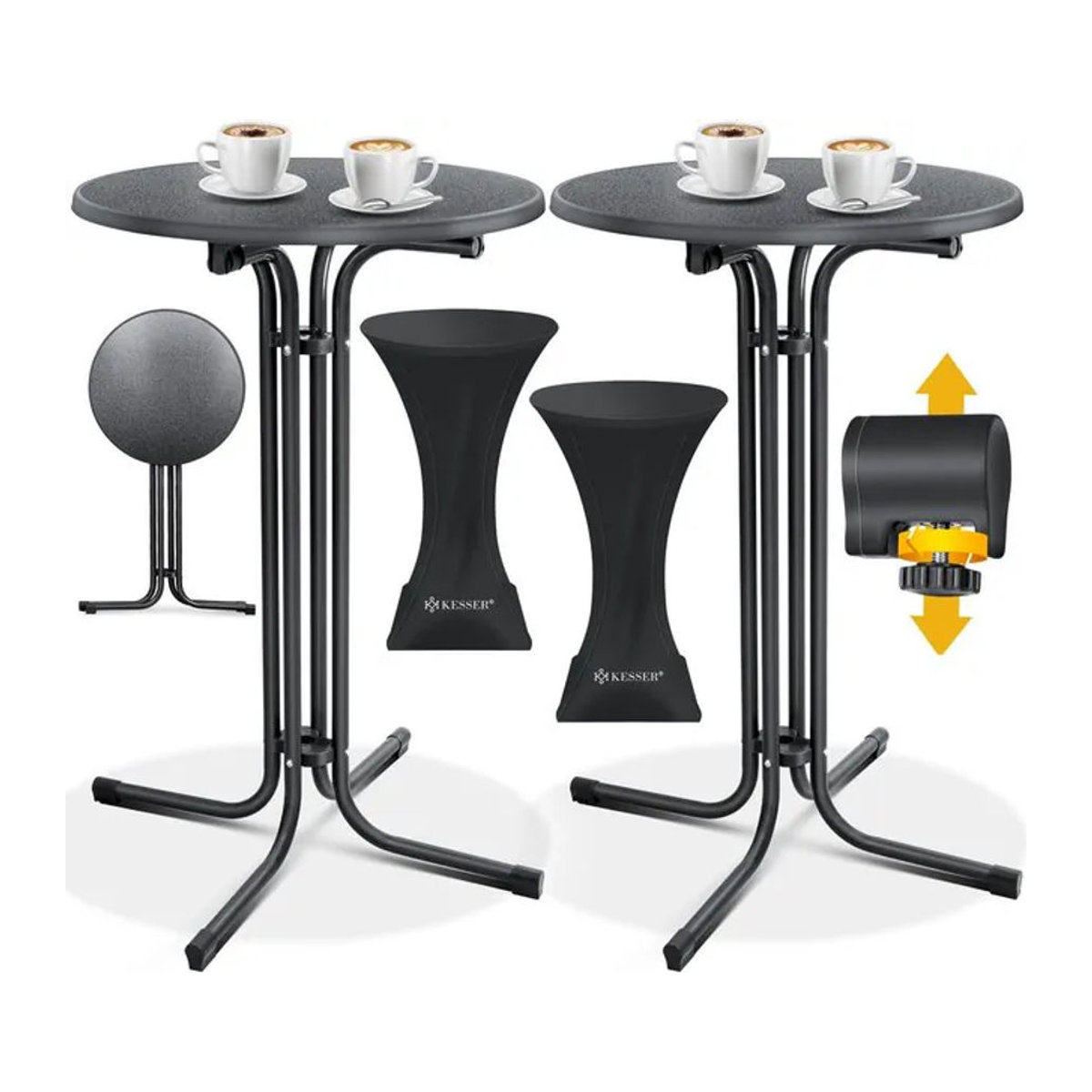 KESSER Gastro Stehtisch klappbar rund Schwarz Modern Gartentisch - Bild 1