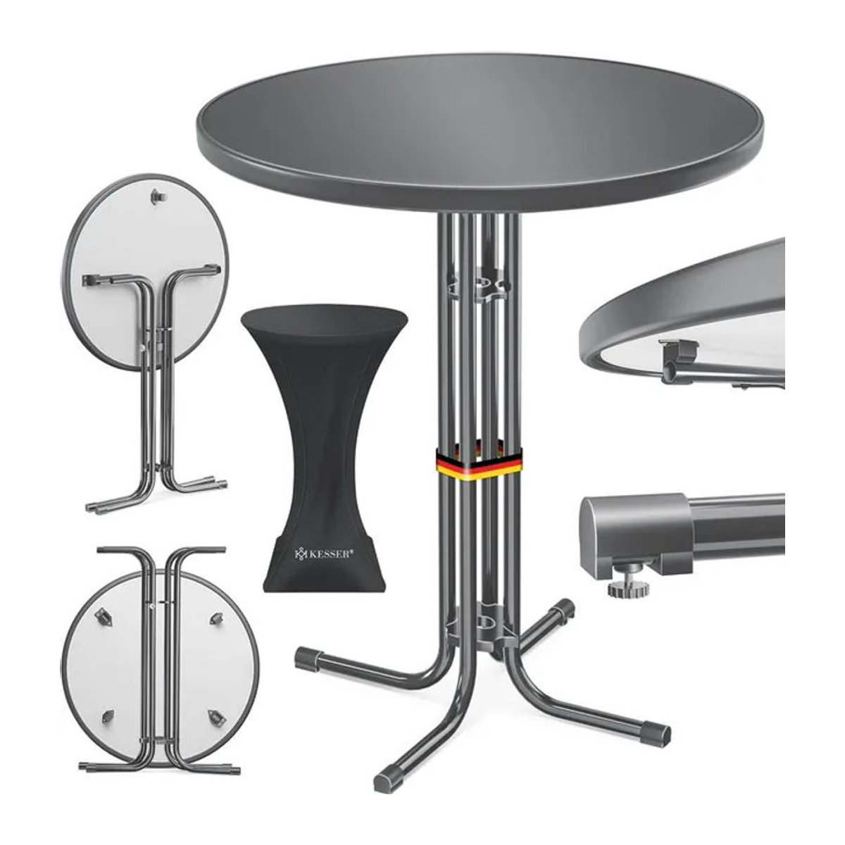 KESSER Gastro Stehtisch rund, klappbarer Bistrotisch aus Metall, Schwarz, Durchmesser: 76,33 cm - Bild 1
