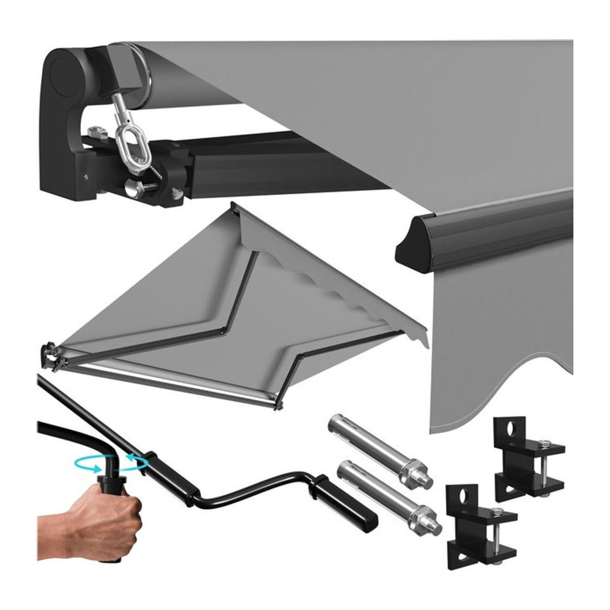 KESSER Gelenkarmmarkise als manuelle Terrassenmarkise aus Aluminium und wasserabweisendem Polyester inklusive Wandhalterung, Breite: 229,8 cm - Bild 1