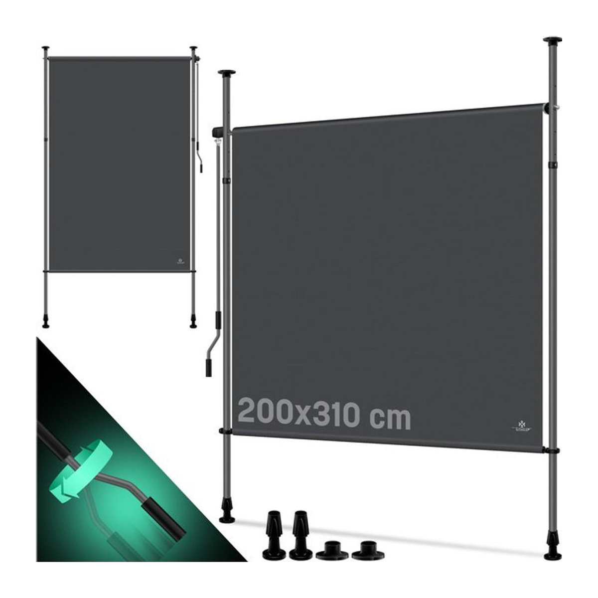 KESSER Klemmmarkise Senkrechtmarkise als Sichtschutz und Windschutz in Anthrazit mit Handkurbel und Aluminiumgestell - Bild 1