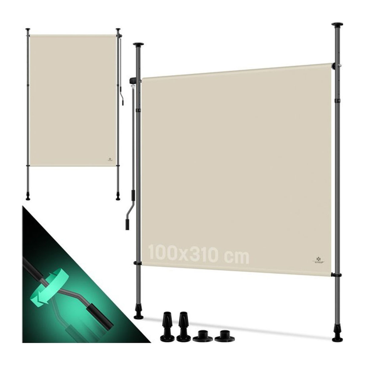 KESSER Klemmmarkise Senkrechtmarkise beige aus Aluminium und Stoff mit Handkurbel, B/H: 55,08 x 74,8 cm - Bild 1