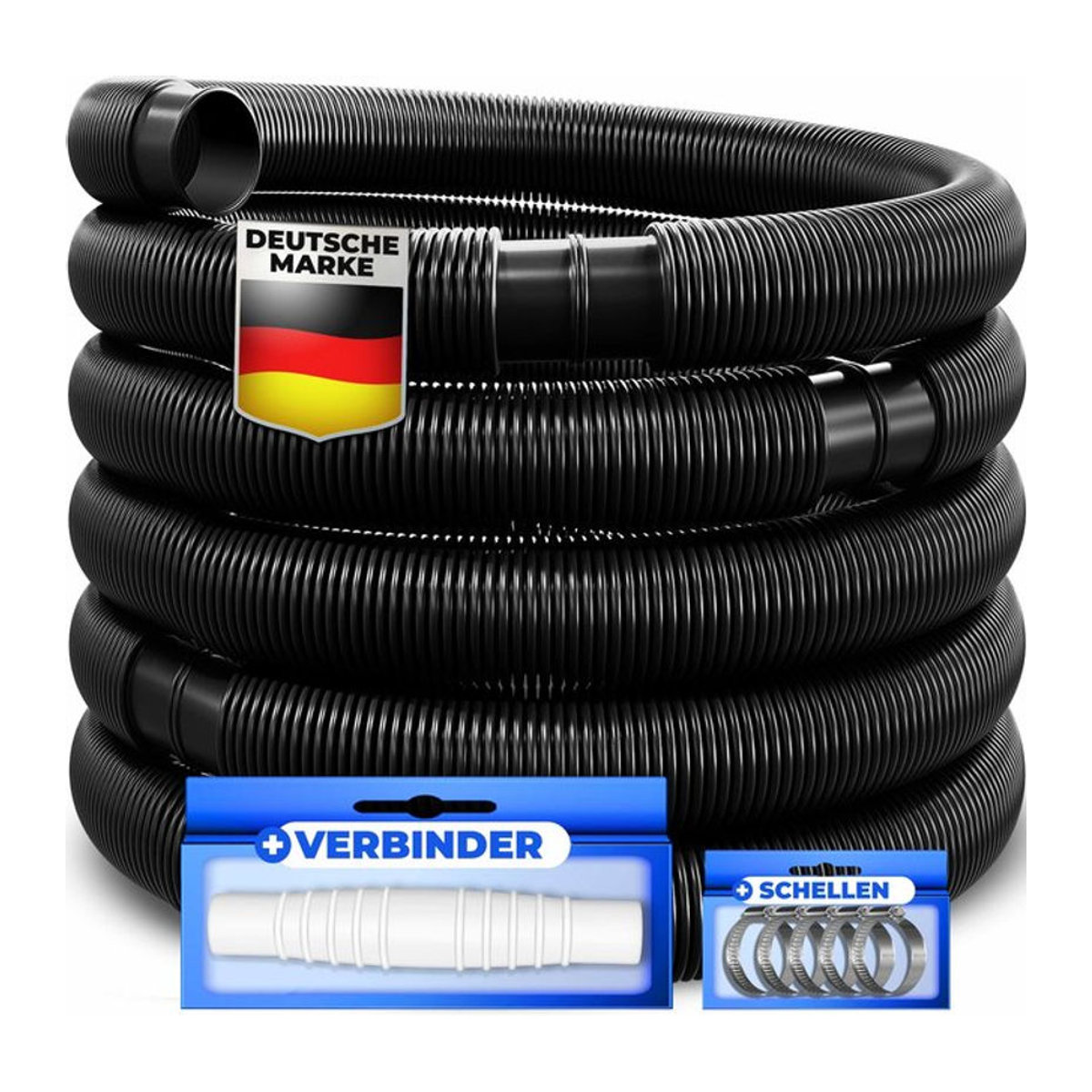 KESSER Poolschlauch Schwarz als flexibler Schwimmbadschlauch mit Muffen für Pool und Schwimmbecken - Bild 1