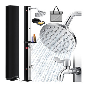 KESSER Solardusche für Garten und Camping mit 40-60 Litern, warmem Wasser bis max. 60°C, Regenduschkopf, Metall-Duschablage und Schutzhaube
