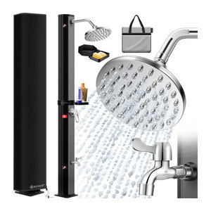 KESSER Solardusche mit 35 Litern Wassertank und Metall-Duschablage für Garten, Pool und Camping inklusive Regenduschkopf und Wasserhahn