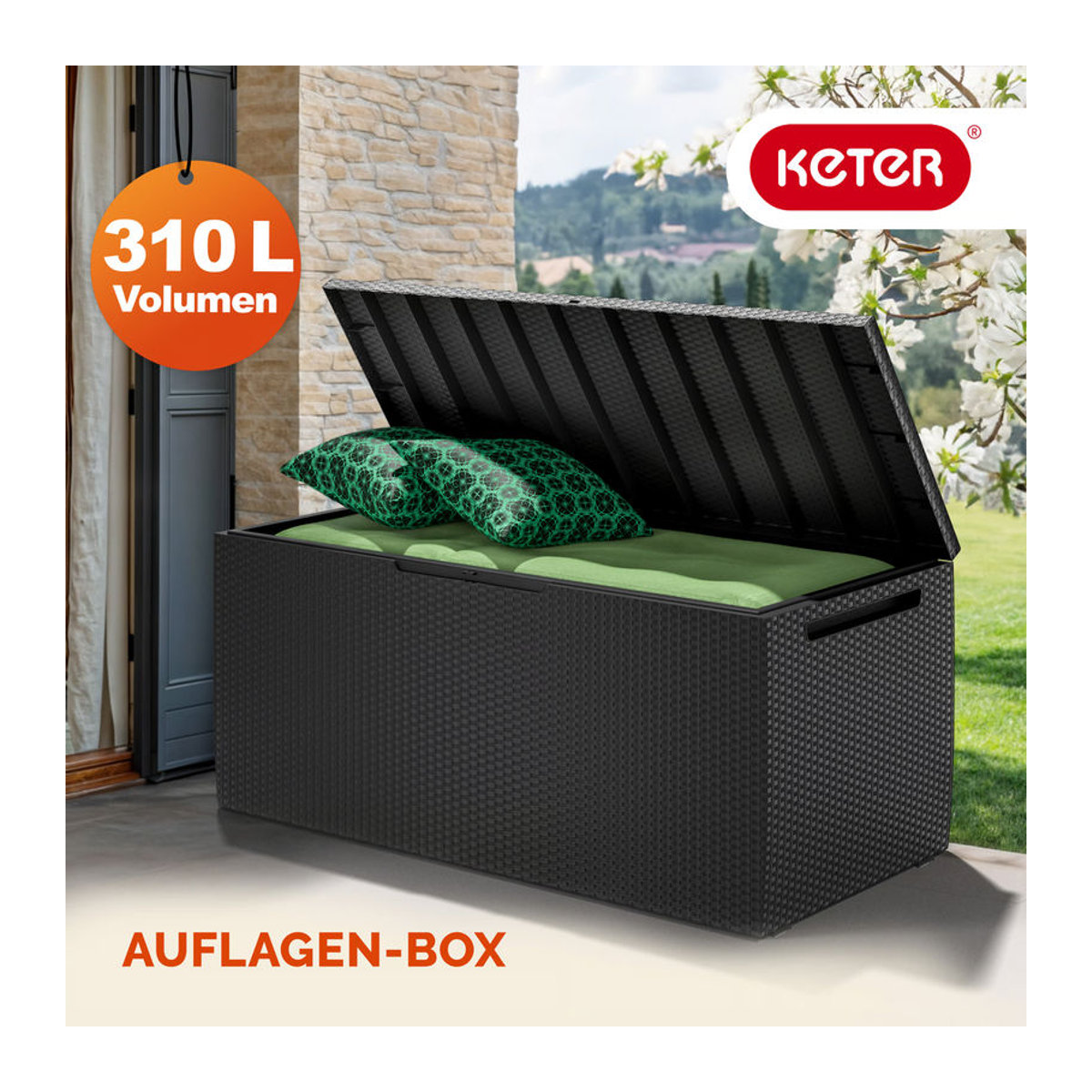 Keter Auflagenbox Capri Anthrazit 310L mit Rollen - Bild 3