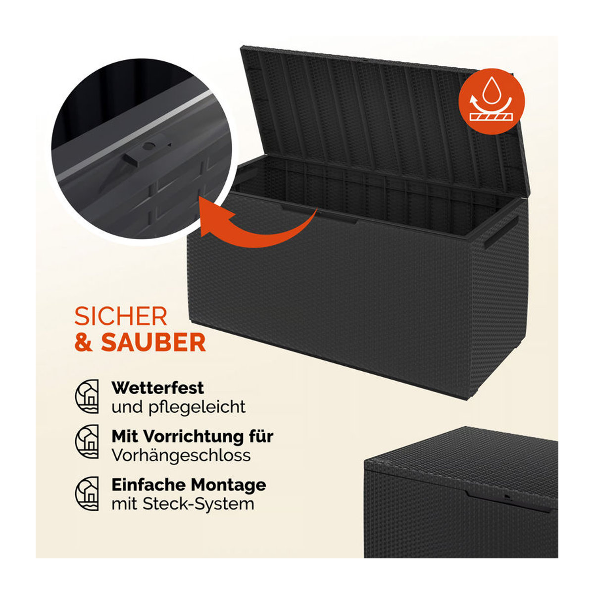 Keter Auflagenbox Capri Anthrazit 310L mit Rollen - Bild 4