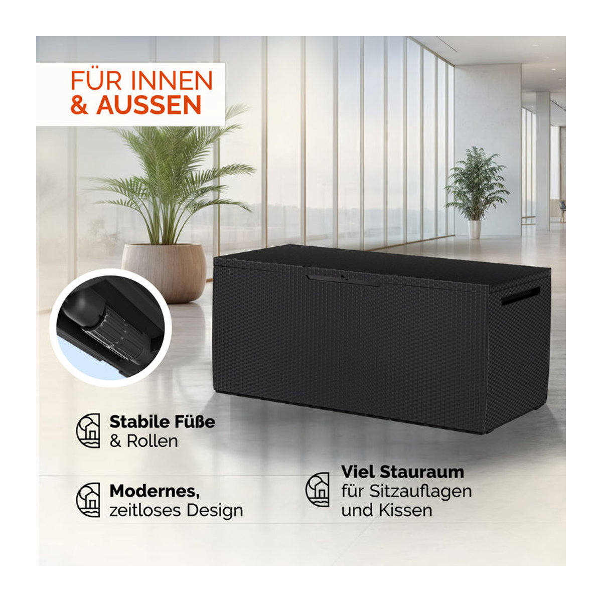 Keter Auflagenbox Capri Anthrazit 310L mit Rollen - Bild 5