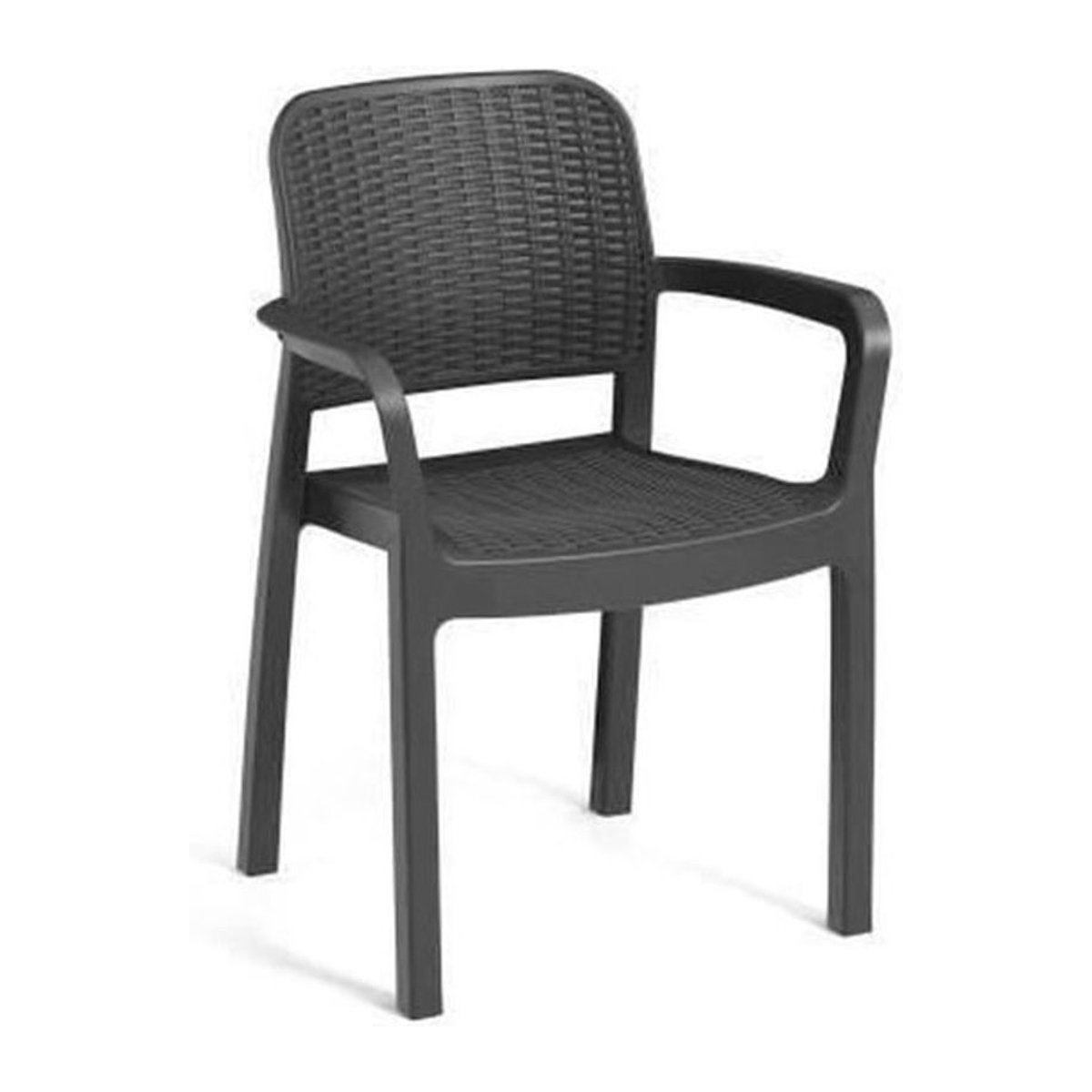 Keter Bella Set aus 6 stapelbaren Gartensesseln in Anthrazit aus Kunstharz mit Polyrattan-Optik - Bild 1