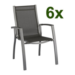 Kettler Altura 6er-Set Stapelsessel Gartensessel in Anthrazit aus Aluminium und Kunststoff