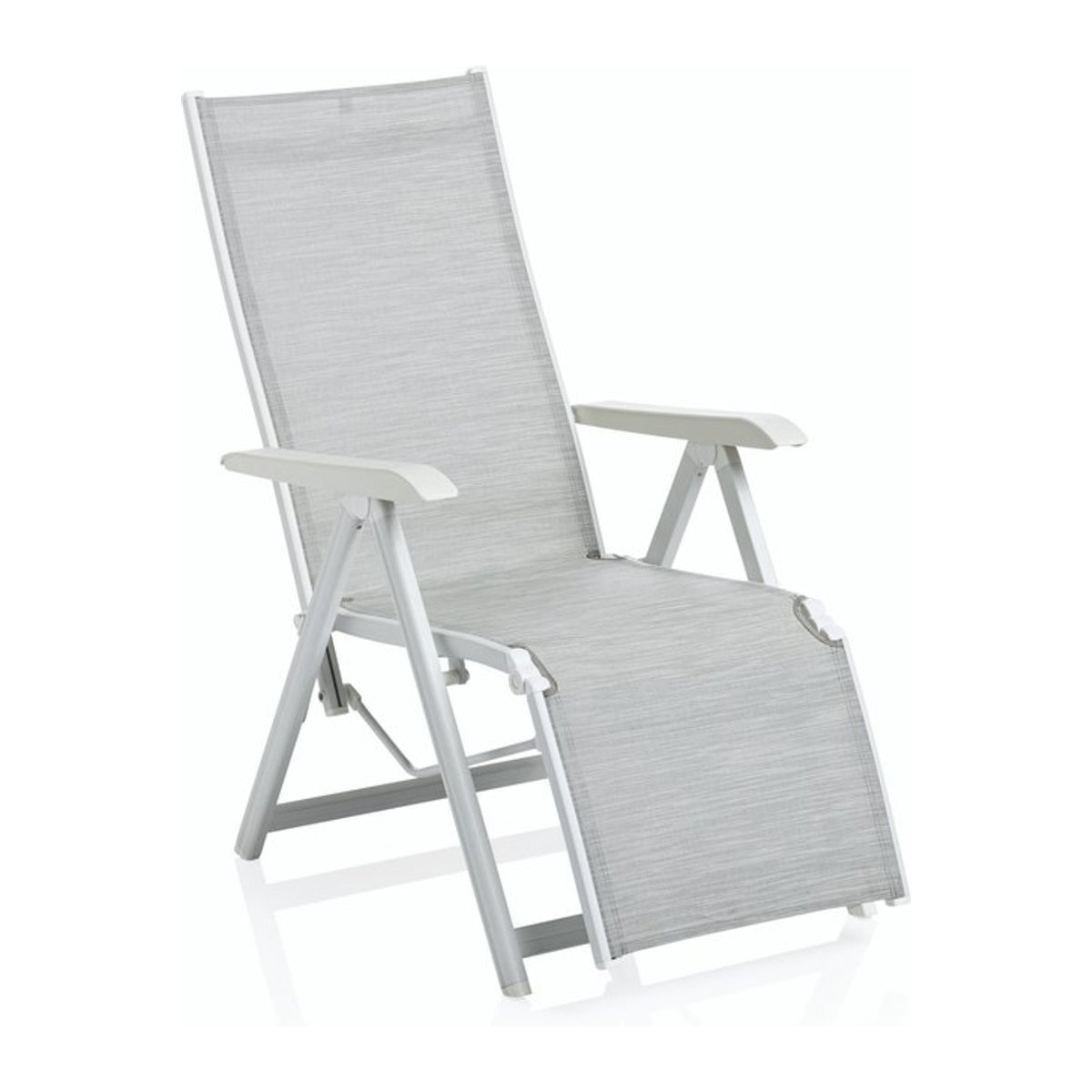 Kettler BASIC Plus Relaxsessel aus Aluminium und Outdoorgewebe, klappbar, weiß matt/hellgrau - Bild 1