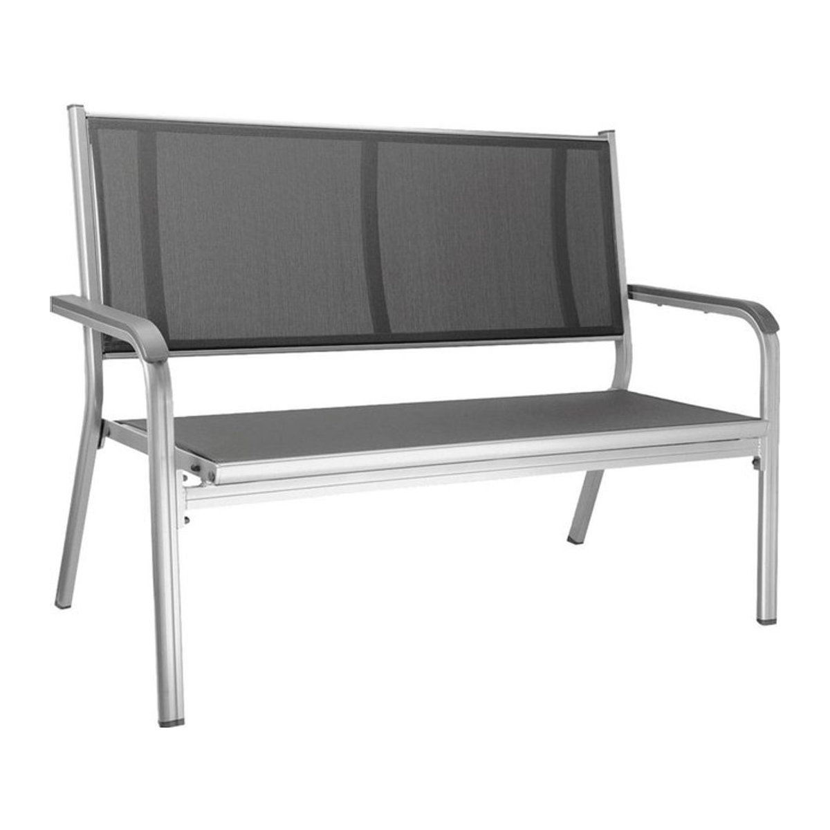 Kettler BasicPlus 2er-Gartenbank aus Aluminium und Textilene, Silber/Anthrazit, B/T/H: 137,5 x 67 x 97 cm - Bild 1