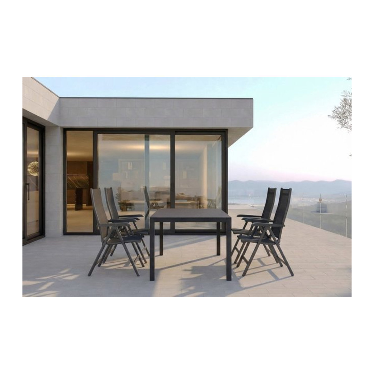 Kettler BasicPlus Garten-Essgruppe in Anthrazit mit 6 Stühlen, Tisch B: 160 cm, T: 95 cm - Bild 1