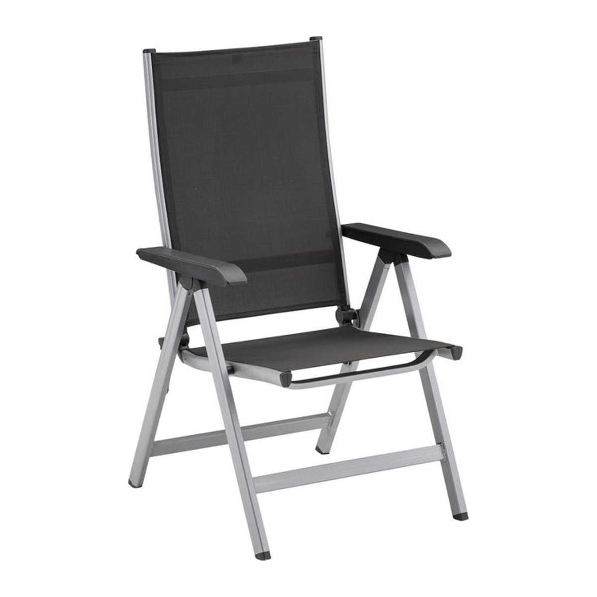 Kettler BasicPlus Multipositionssessel Relaxsessel aus Aluminium und Textilene, Silber/Anthrazit, B/T/H: 61 x 68 x 109 cm - Bild 2