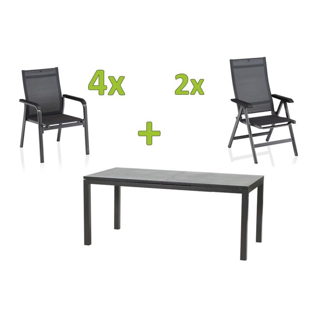 Kettler BasicPlus Premium Garten-Essgruppe in Anthrazit mit Tisch und 8 Sitzgelegenheiten aus Aluminium und Spraystone - Bild 1