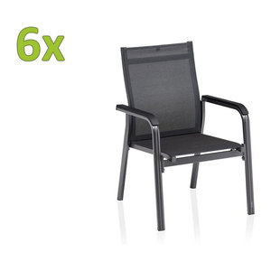 Kettler BasicPlus Premium Gartensessel Set aus Aluminium und Polyester, 6er Set, Anthrazit