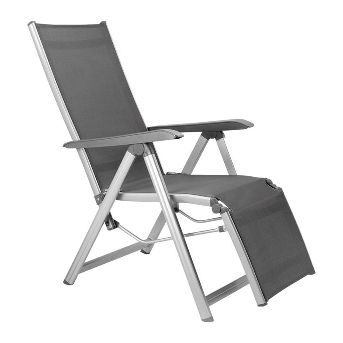 Kettler BasicPlus Relaxsessel in Silber/Anthrazit aus Alu und Textilene, B/T/H: 90 x 61 x 44 cm - Bild 1