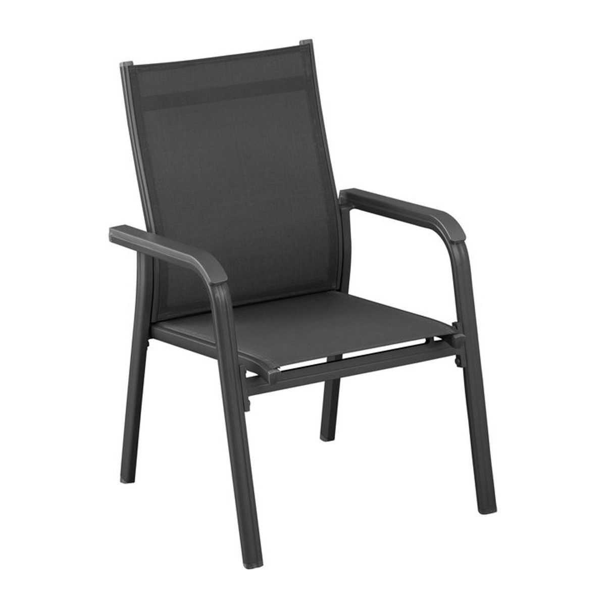 Kettler BasicPlus Stapelsessel in Anthrazit mit Aluminiumgestell und Textilene-Sitz B/T/H: 65,5 x 69,5 x 99 cm - Bild 1
