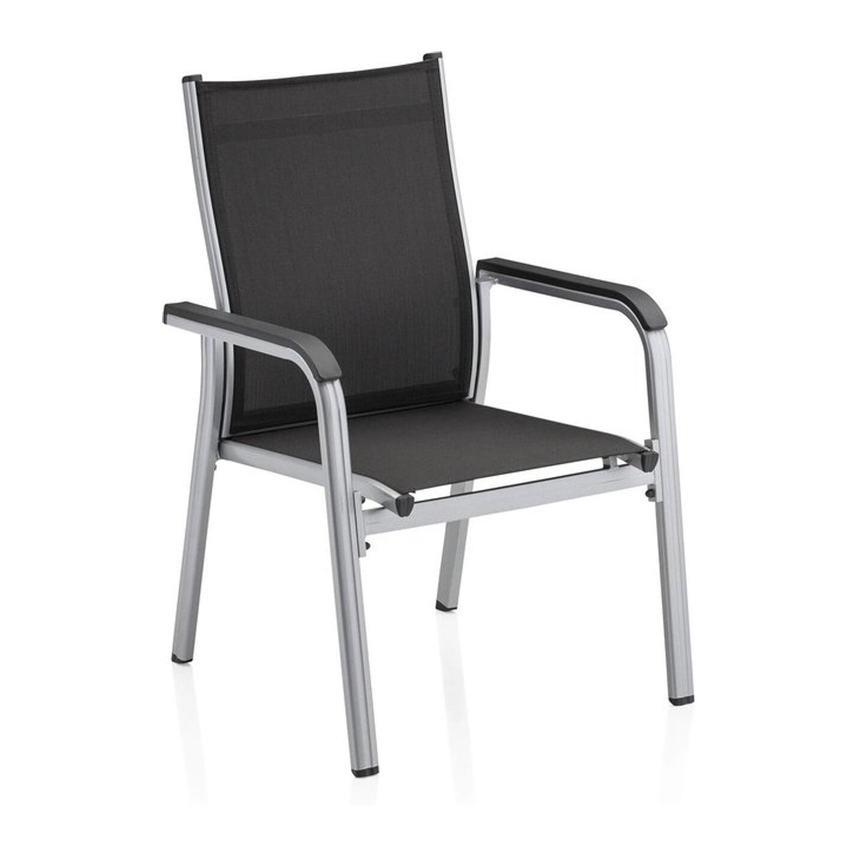 Kettler BasicPlus Stapelsessel in Silber und Anthrazit, B/T/H: 65,5 x 69,5 x 99 cm - Bild 1