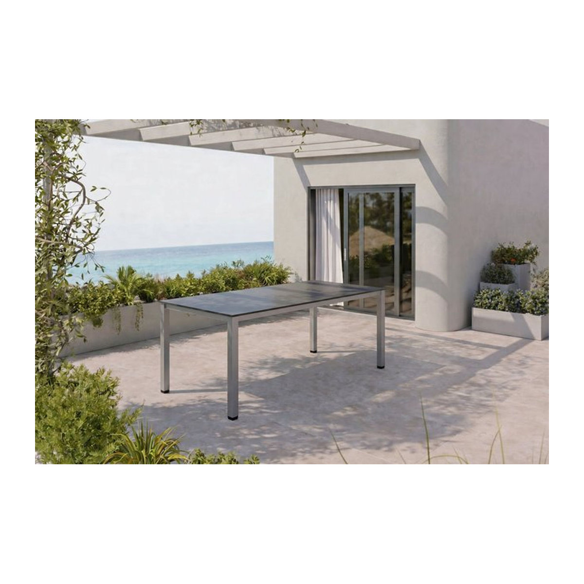 Kettler Kettalux-Plus Dining-Tisch rechteckig aus Aluminium und Kunststoff, Farbe Anthrazit und Silber, B: 160 cm, T: 95 cm, H: 74 cm - Bild 2