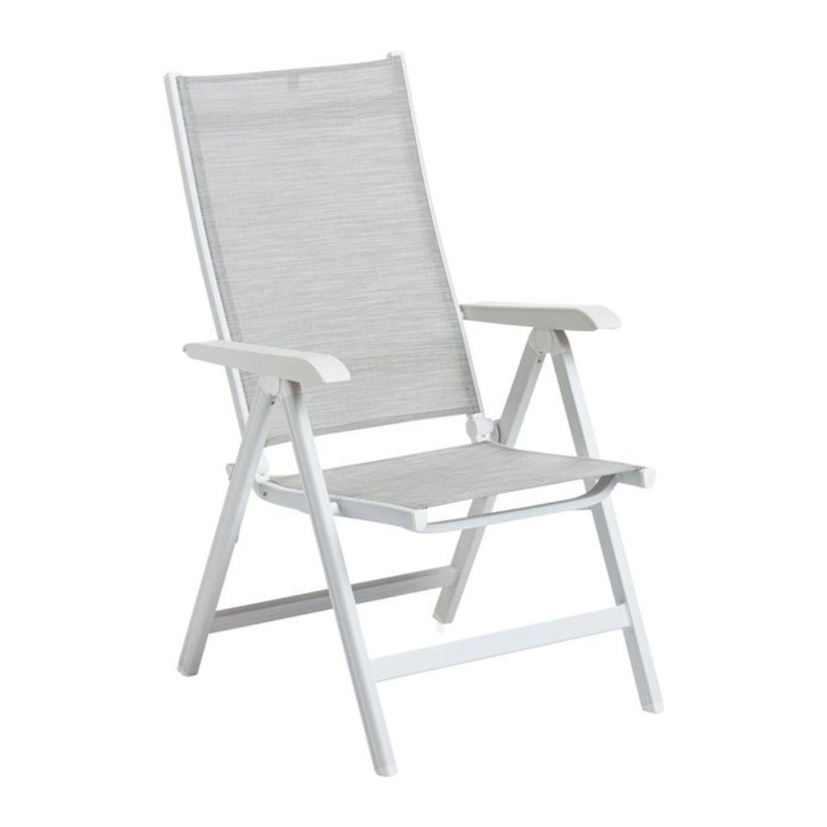 Kettler Multipositionssessel BASIC Plus Gartensessel aus Aluminium und Stoff in Weiß und Grau, B/T/H: 61 x 68 x 109 cm - Bild 1