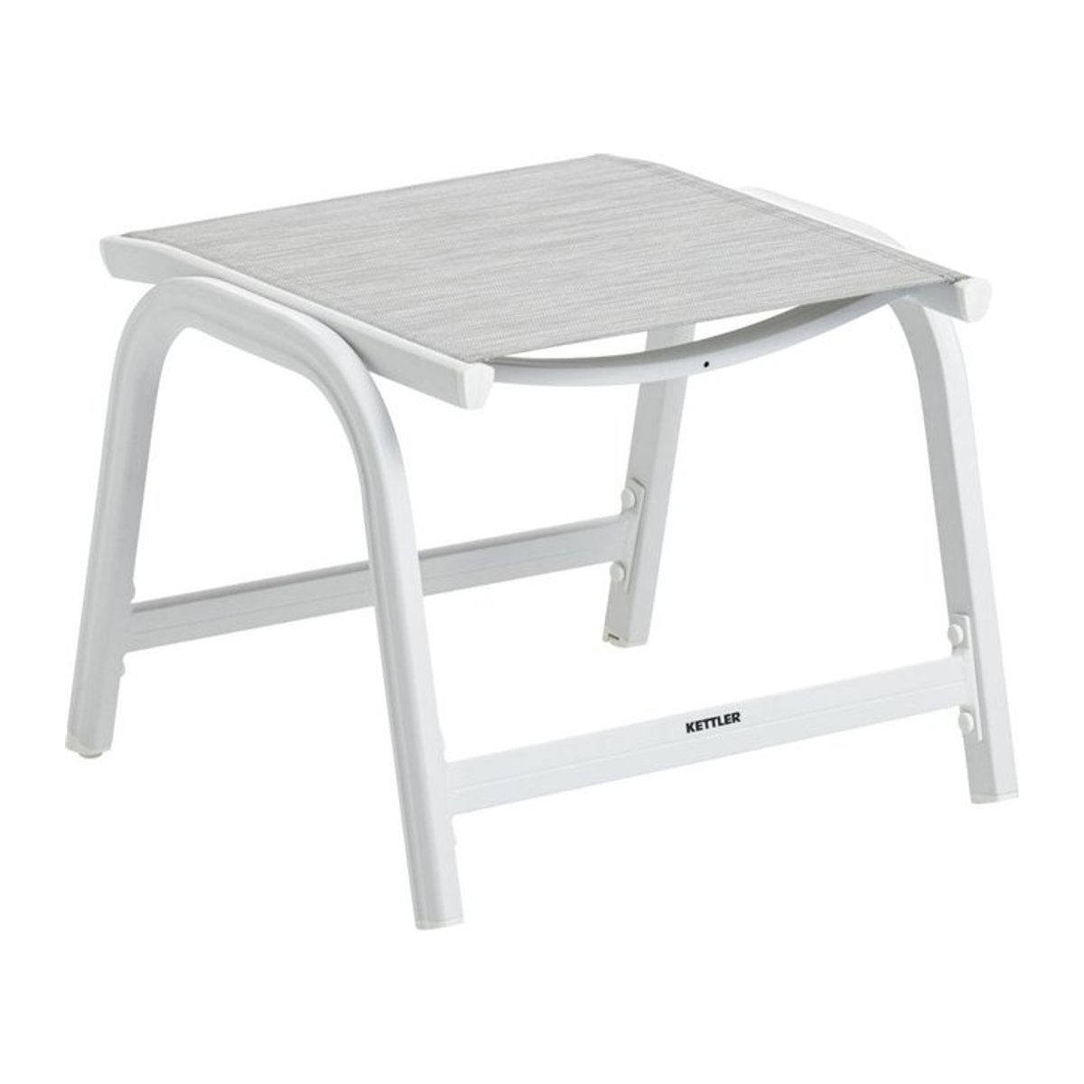 Kettler Polsterhocker BASIC Plus aus Aluminium und Outdoorgewebe, Weiß/Grau, B/T/H: 54 x 54 x 44 cm - Bild 1