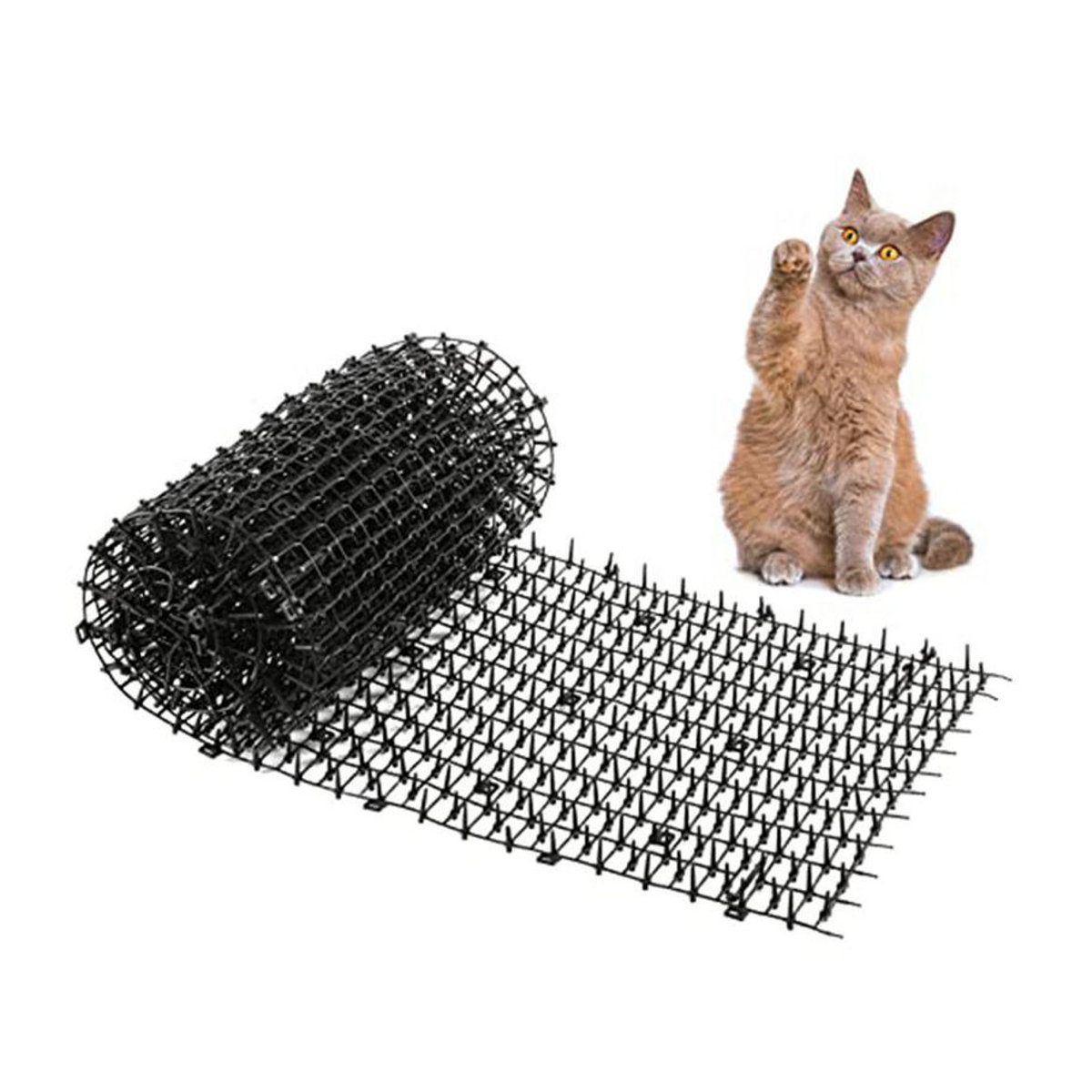 Keyuin Anti-Katzen Buddelstopper Netz Katzenabwehrmatte mit Spikes in Schwarz, 2m Länge - Bild 4