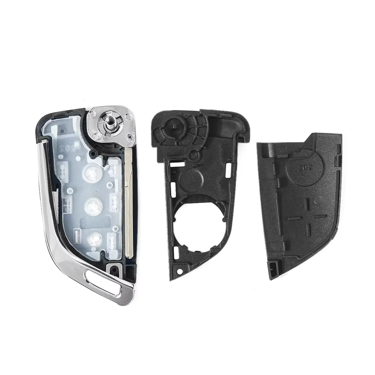 KEYYOU Flip Remote Key Shell Gehäuse für VW Golf Tiguan Polo Passat CC SITZ und Skoda Octavia Jetta Käfer, Schwarz, 2/3 Tasten - Bild 3