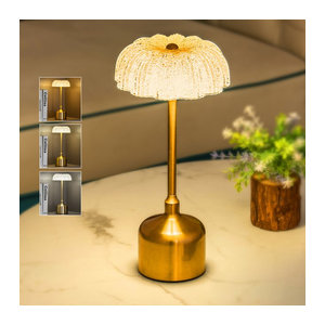 KFV Retro LED Tischlampe mit 3000 mAh Akku, wiederaufladbare Schreibtischleuchte mit Touch-Dimmer für Restaurant und Schlafzimmer