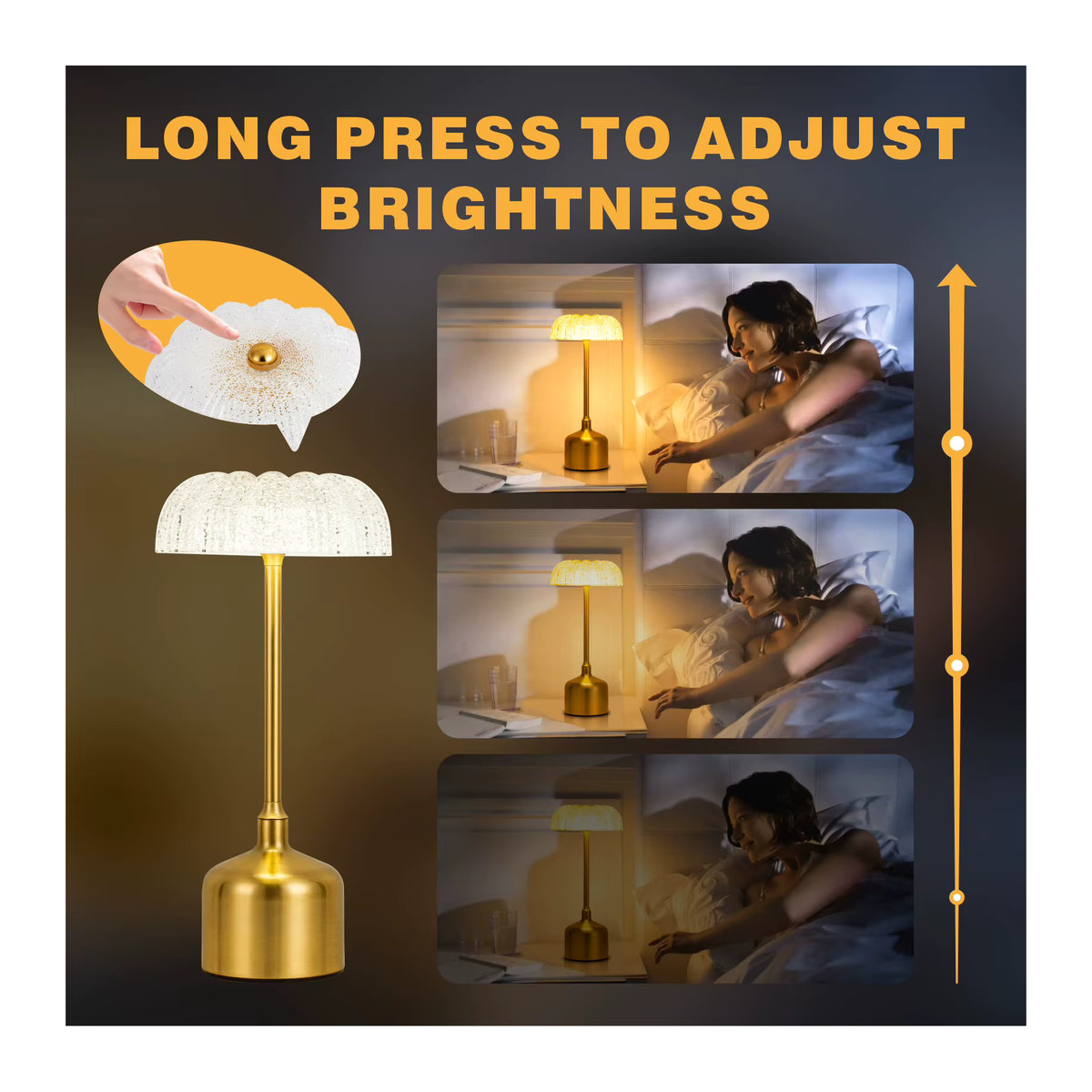 KFV Retro LED Tischlampe mit 3000 mAh Akku, wiederaufladbare Schreibtischleuchte mit Touch-Dimmer für Restaurant und Schlafzimmer - Bild 4