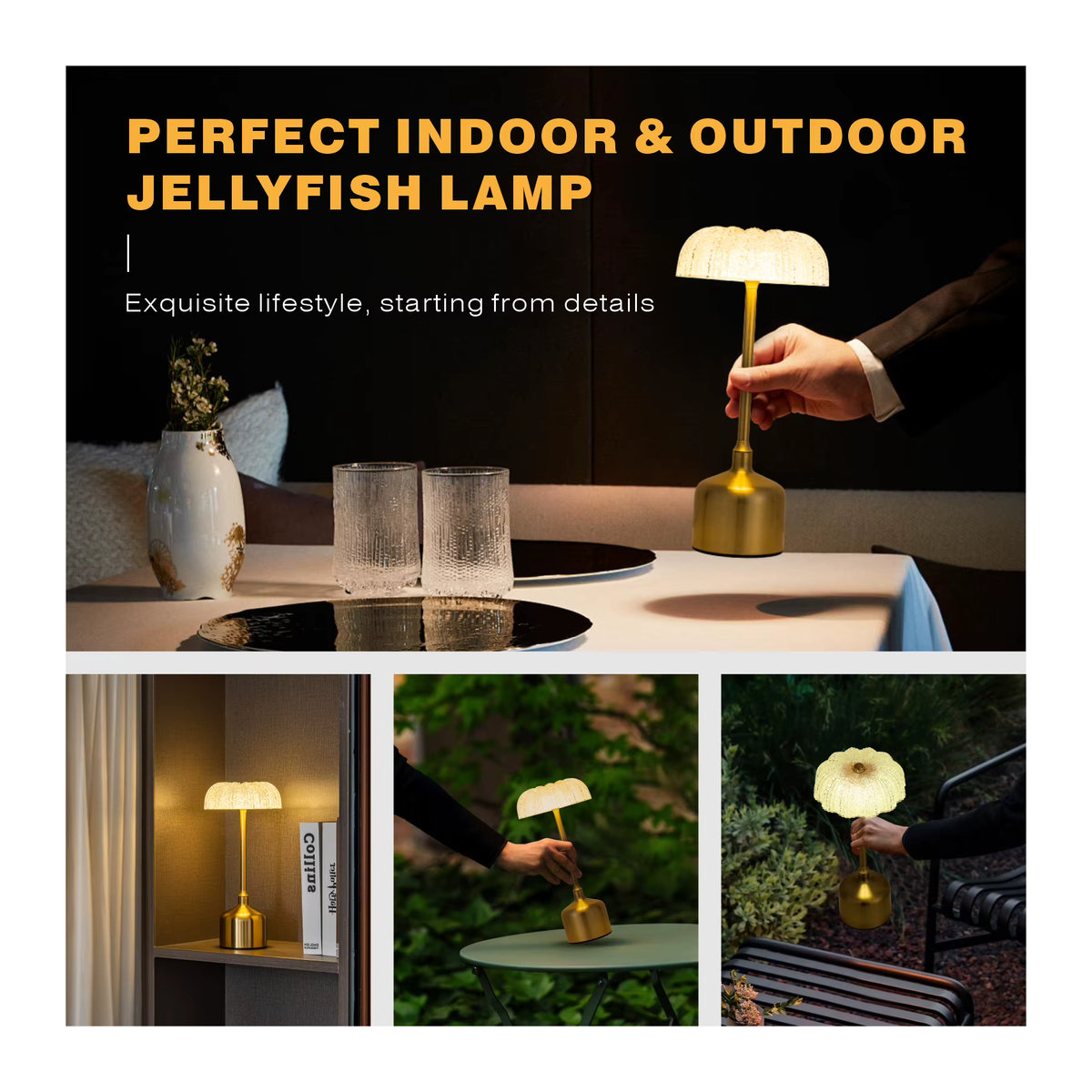 KFV Retro LED Tischlampe mit 3000 mAh Akku, wiederaufladbare Schreibtischleuchte mit Touch-Dimmer für Restaurant und Schlafzimmer - Bild 5