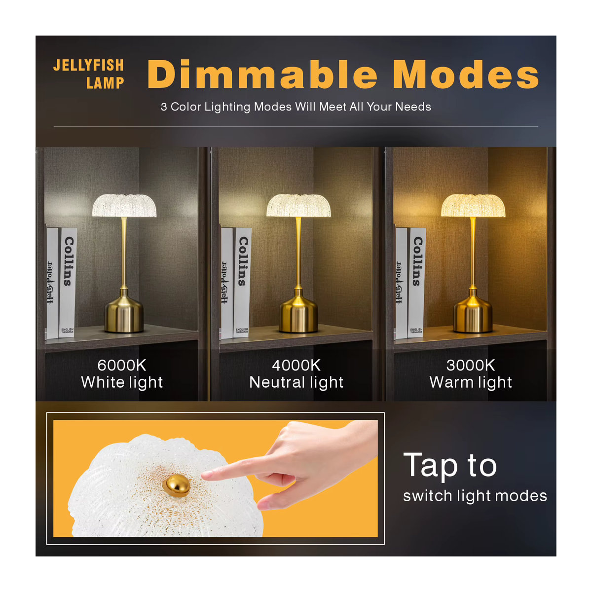 KFV Retro LED Tischlampe mit 3000 mAh Akku, wiederaufladbare Schreibtischleuchte mit Touch-Dimmer für Restaurant und Schlafzimmer - Bild 6
