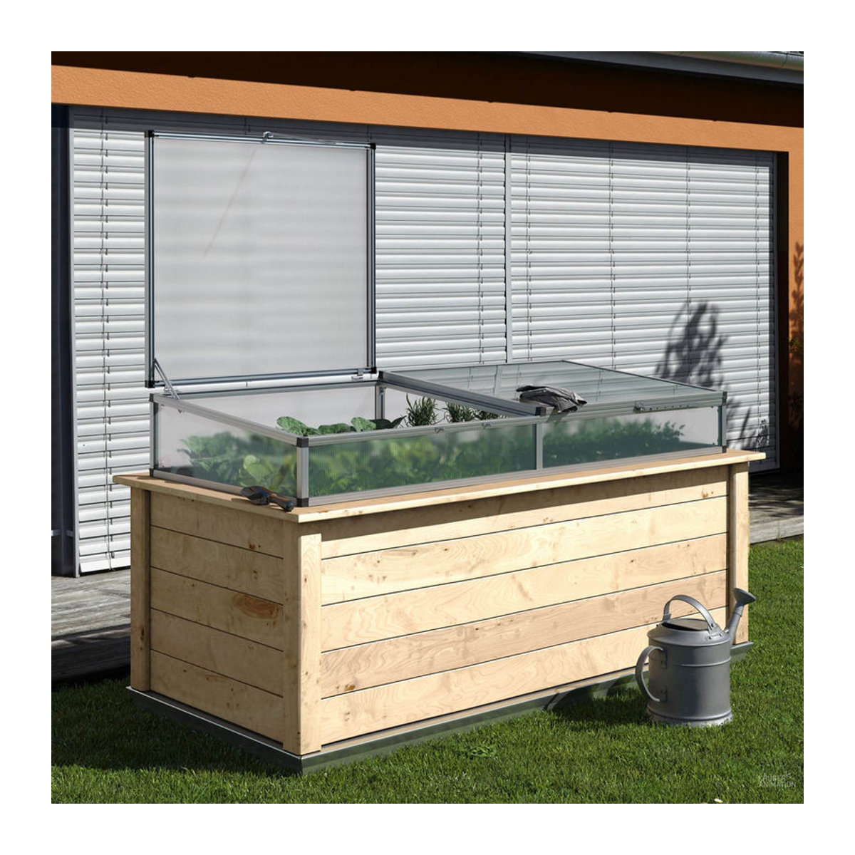 KGT Frühbeetaufsatz für Hochbeet 210 in Anthrazit, L x B x H: 2,05 x 0,91 x 0,32 m - Bild 1