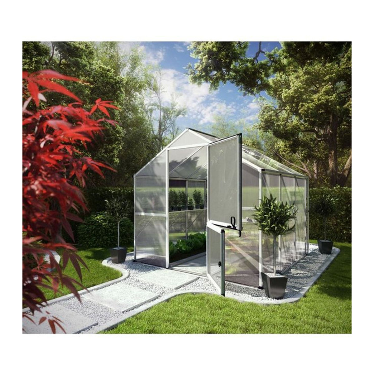 KGT Gewächshaus Callas mit 5,15 m² aus Aluminium und Polycarbonat in Silber - Bild 1