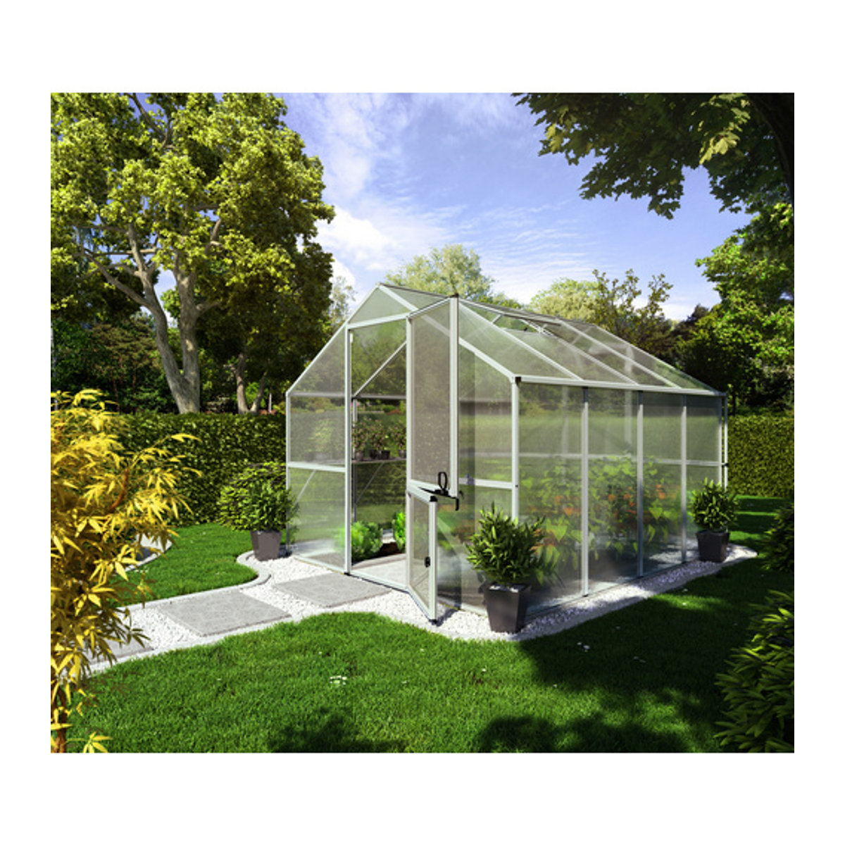 KGT Gewächshaus Enzian aus Aluminium und Polycarbonat, alufarben, B/H/L: 267 x 227 x 300 cm - Bild 2