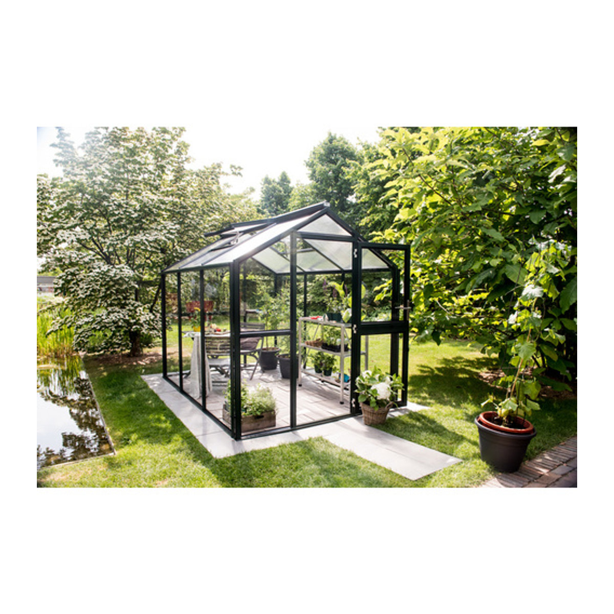 KGT Gewächshaus Galant in Grün mit Aluminiumrahmen und Polycarbonat-Verglasung B/L/H: 2,16 x 3,08 x 2,38 m - Bild 2