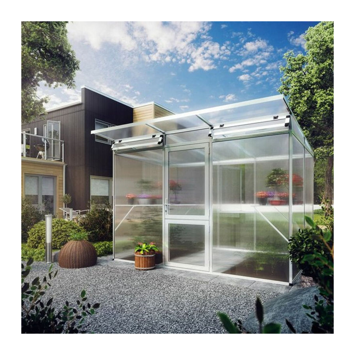 KGT Gewächshaus Linea aus Aluminium und Polycarbonat in Silber mit 6,54 m² Fläche - Bild 1