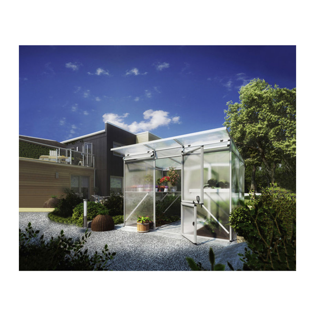 KGT Gewächshaus Linea aus Aluminium und Polycarbonat in Silber mit 6,54 m² Fläche - Bild 2