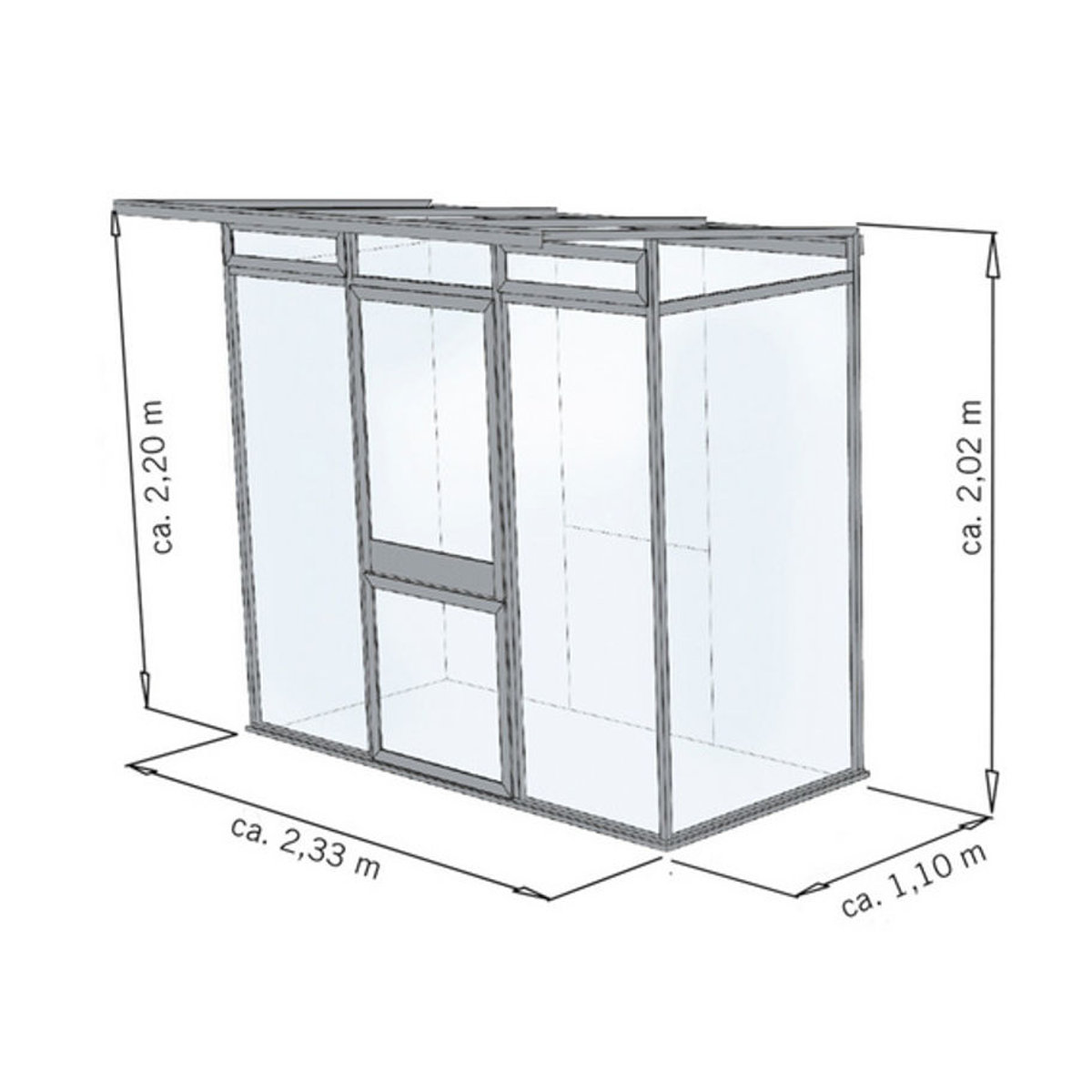 KGT Gewächshaus Linea in Grau/Anthrazit aus Aluminium und Polycarbonat mit 2,57 m² Fläche - Bild 4