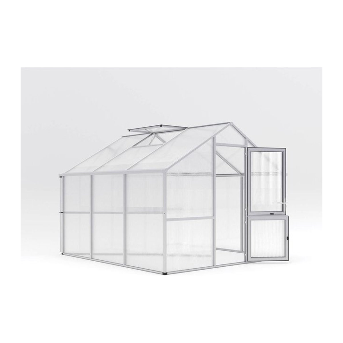 KGT Gewächshaus Nelke III in Alufarben mit 9,6 m² Fläche und 16 mm Polycarbonat-Platten - Bild 1