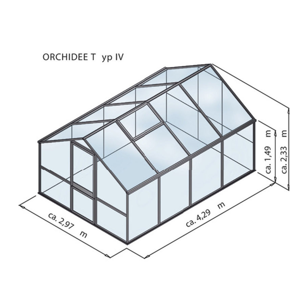KGT Gewächshaus Orchidee aus Aluminium und Polycarbonat in Silber mit 12,75 m² Fläche - Bild 1