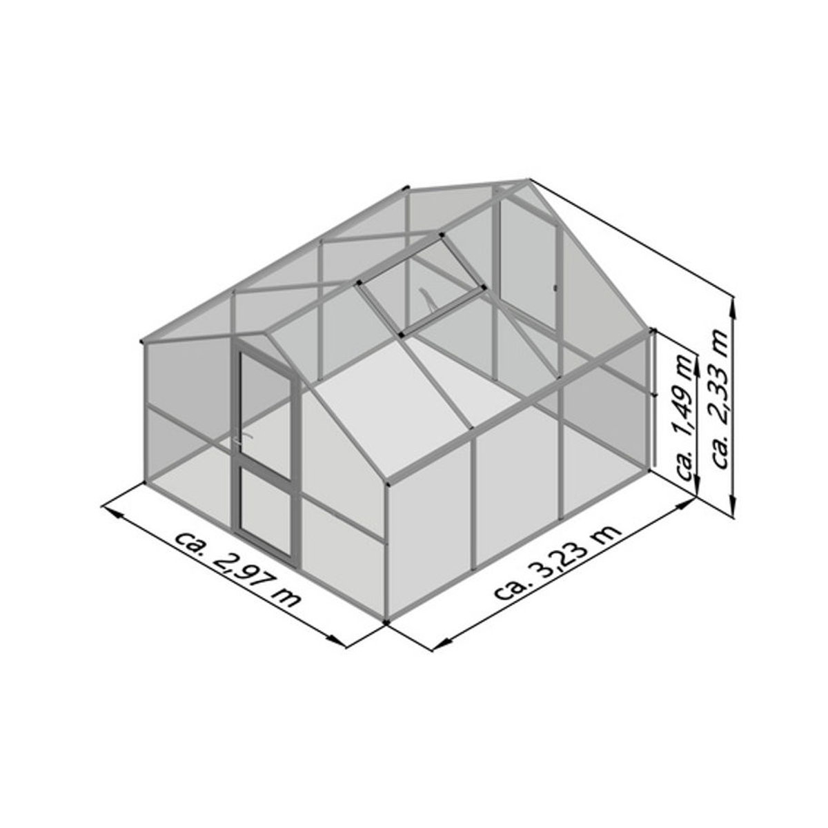 KGT Gewächshaus Orchidee mit 9,6 m² aus Aluminium und Polycarbonat in Silber - Bild 2